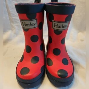 Hatley KIDS RED BLUE POLKA‎ DOT RAIN BOOTS SIZE 5